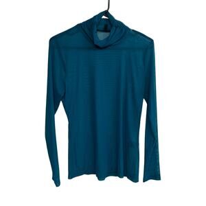 Clean Girl Mesh Long Sleeve Top White House Black Market Teal Size M